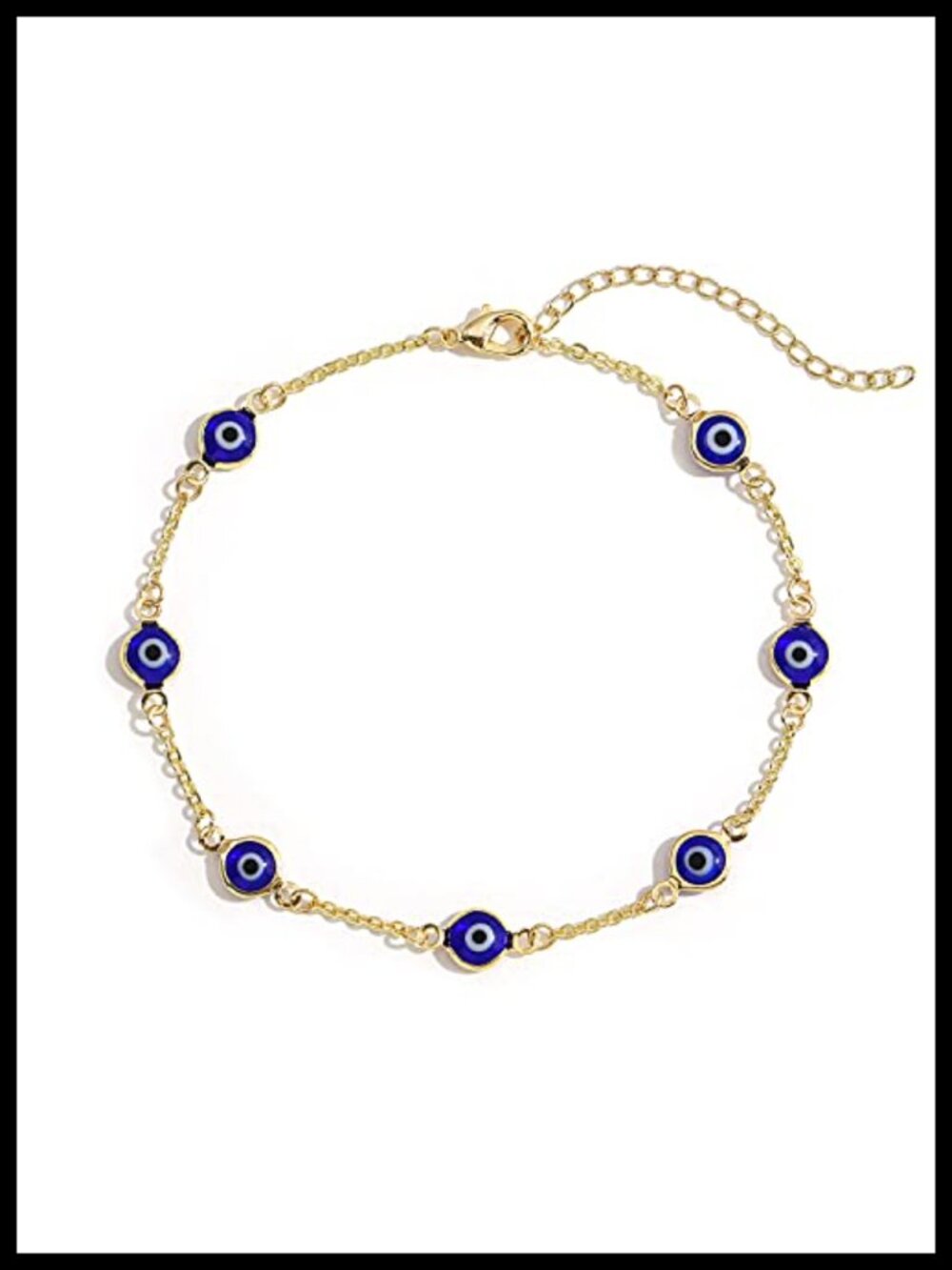14K Gold Plated Evil Eye Beaded Anklet Bracelet Adjustable
